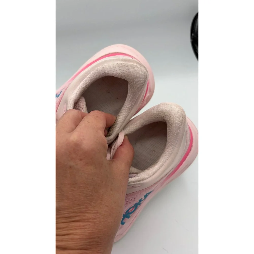 Hoka Bondi 8 Running Shoes Women 7.5 Pink Blue Sneakers Athletic Walking